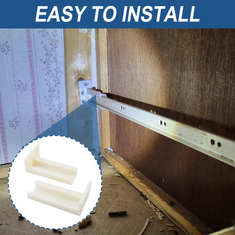 AILLSA R 7265 Drawer Track Back Plate, 3/8 in. x 1 in., Plastic, Left and Right, Beige (2 Pair) - Image 5